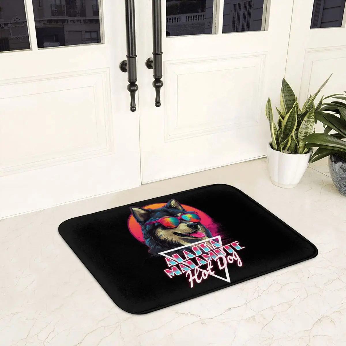 Retro Wave Alaska Malmute Hot Dog Doormat Anti-skid Super Absorbent Bath Mats Home Entrance Rugs Kitchen Bedroom Carpet Footpad