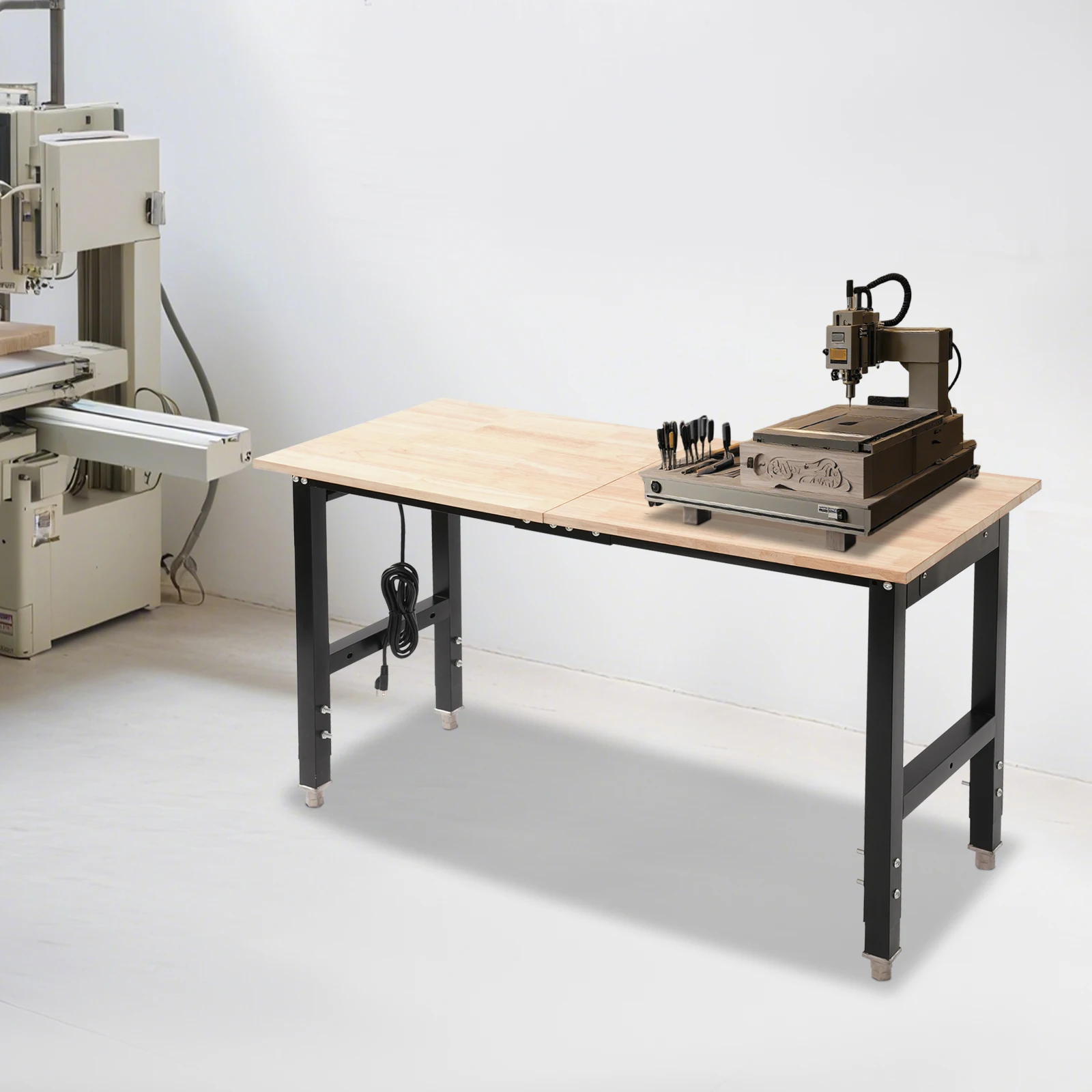 Современный регулируемый верстак, верстак 907 кг/2000 фунтов с розетками, сверхмощный рабочий стол, 2 порта USB, 4 * розетки переменного тока