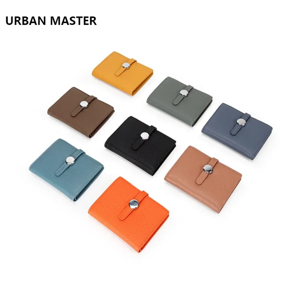 URBAN MASTER Krótki portfel damski ze skóry bydlęcej Prawdziwa skóra bydlęca Modne portfele ze sznurkiem Kobieca portmonetka na monety
