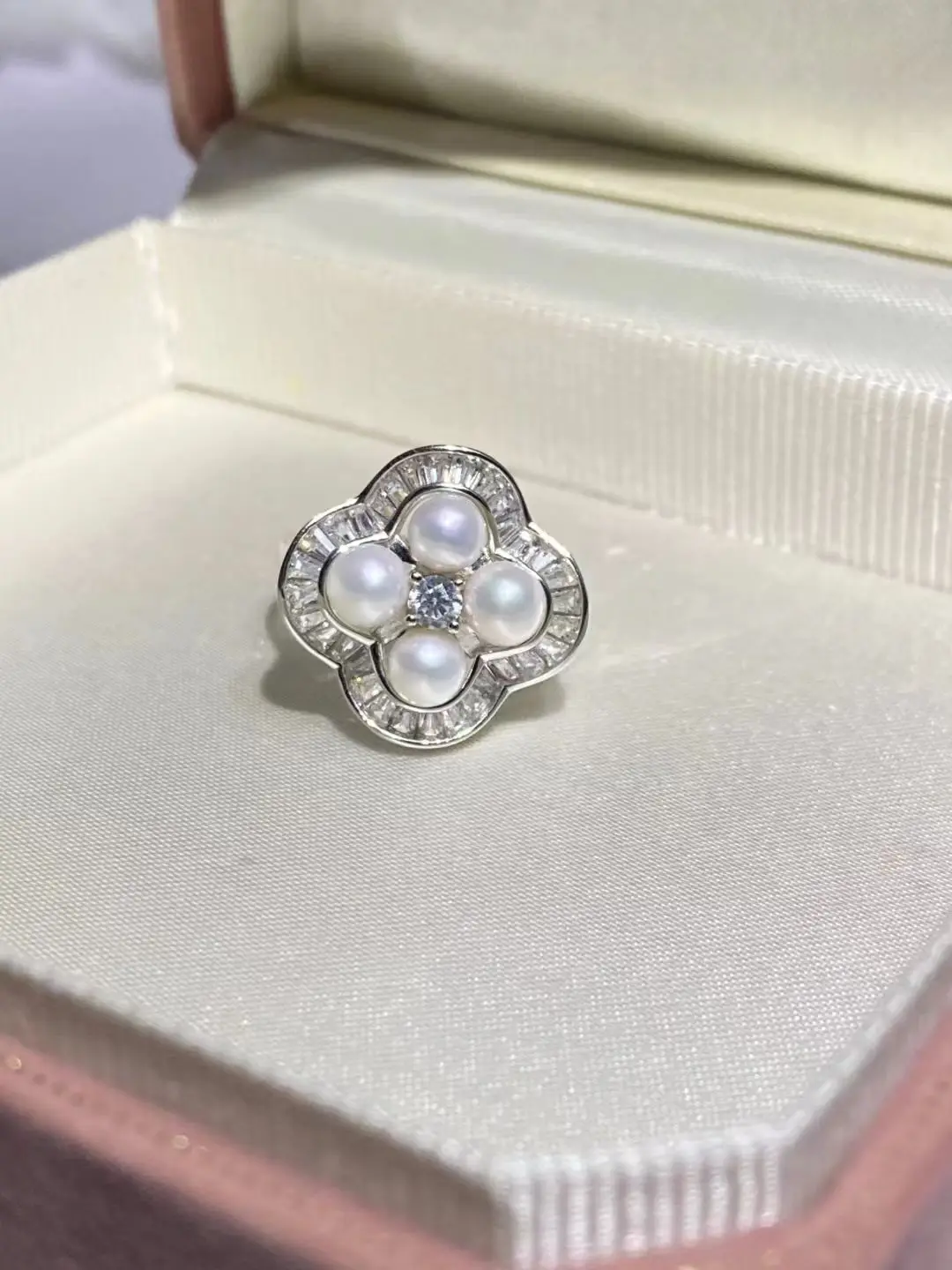 S925 Sterling Silver Adjustable Ring Mount Settings Findings Mountings Accessory Parts Fittings for 4.5-5mm Pearls 5pcs/lot