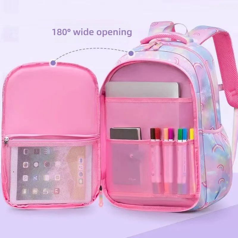 Fashion Gradient-Coloured Kid Backpack Butterfly-Print Cute Rucksack Primary Schoolbag Girl Cute Daypack Large-Capacity Book Bag