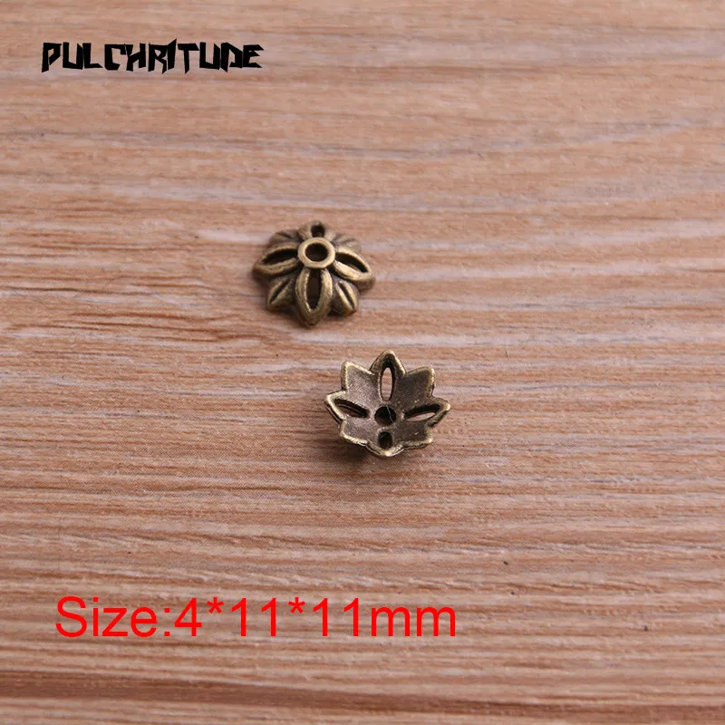 60pcs 4*11*11mm Two Color Bead Caps Charm Hollow MINI Flower Pendants Jewelry Accessories DIY Receptacle Charms