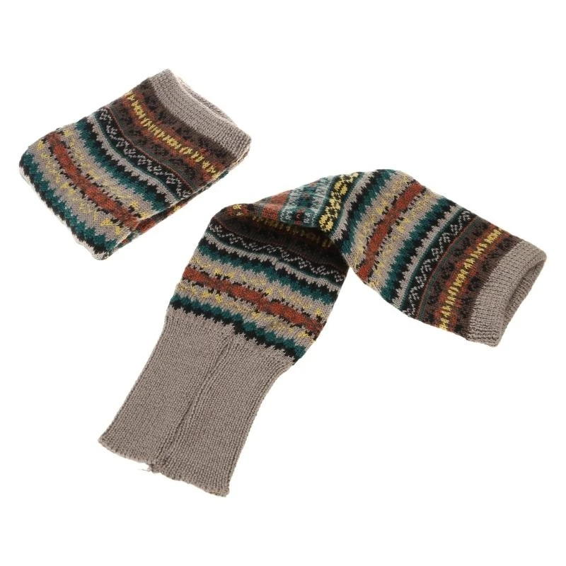 جوارب نسائية بوهيمية متماسكة فوق الركبة لتدفئة الساق متعددة الألوان مخططة بأصفاد للأحذية 15UB