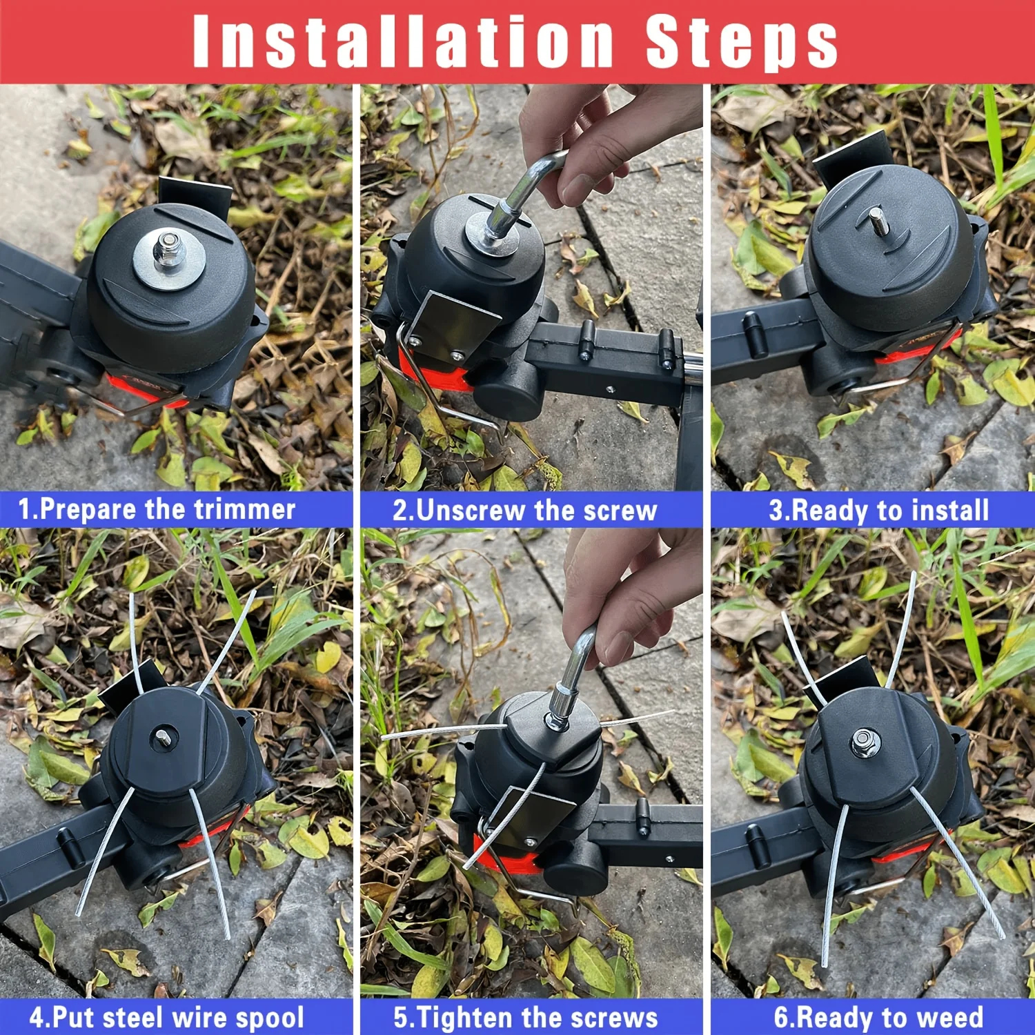 3/6/12Pcs Weeding Machine Replacement Head, Electric Weeding Machine Accessories, Wire Weeding Head