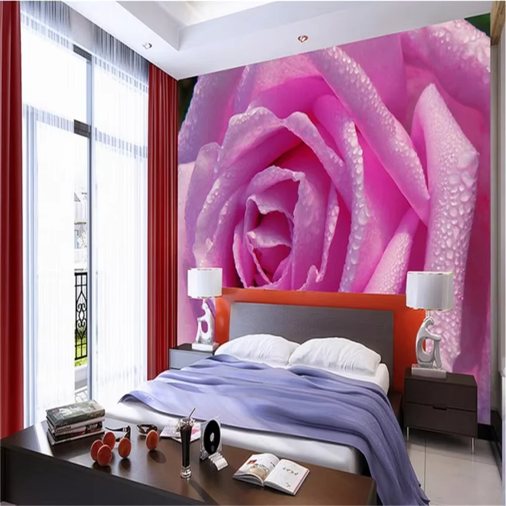 beibehang wallpaper-3d TV background large painting Line art silk roses murales hotel badroom mural wall paper for living room