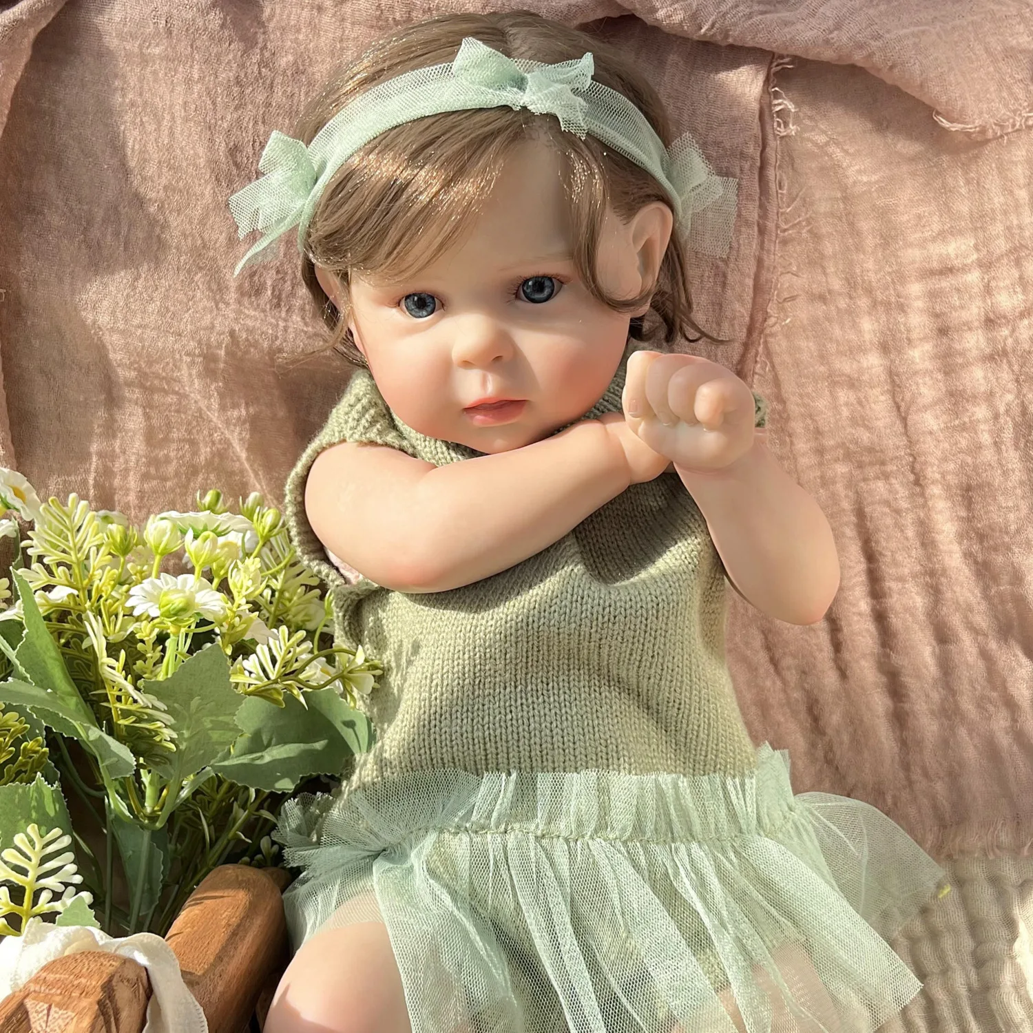 Poupée Bébé Reborn Réaliste BZDOLL 50 CM 20 POUCES Corps en Tissu Douce Jouet pour Fille Poupée à Peau 3D Adorable Princesse Tout-Petit Cadeau d'Anniversaire