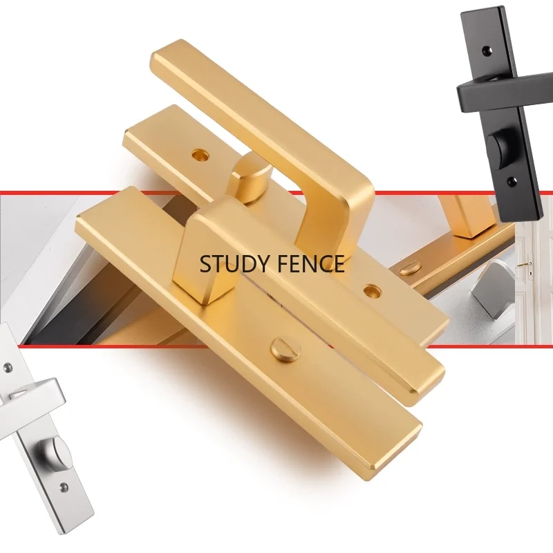 1 set of zinc alloy bathroom door lock bathroom glass bathroom single tongue handle universal keyless lock view 2