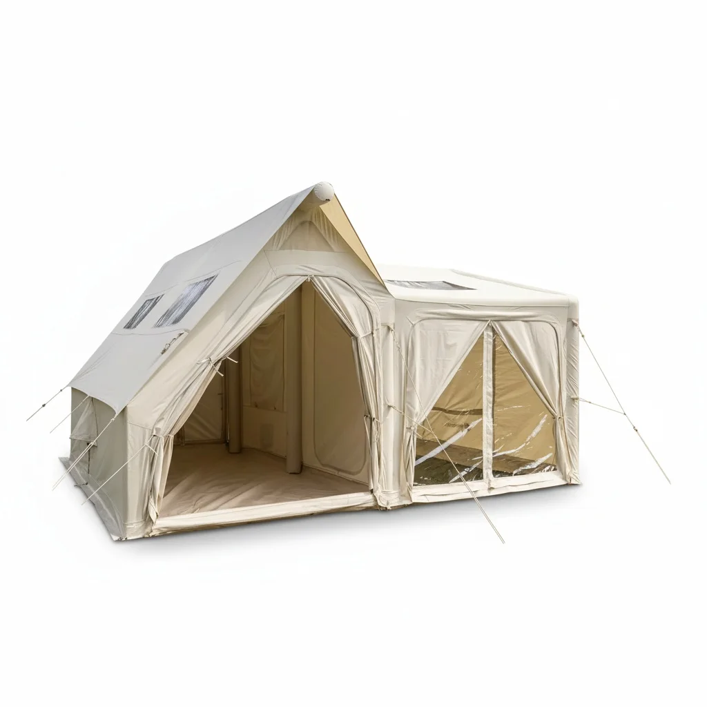 Inflatable Camping Tent, 12 Person Family Waterproof 600D Oxford Blow Up House Tent, Large 17.2sqm 4 Season Glamping Tent