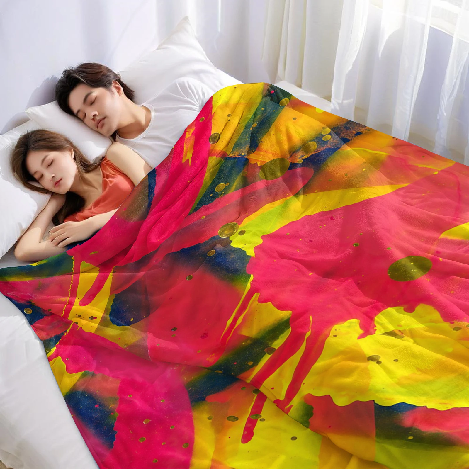 Ink Splash Lightweight Microfiber Soft Christmas Fleece Blanket Warm Cozy Throw for Bed Sofa Office Travel All Season