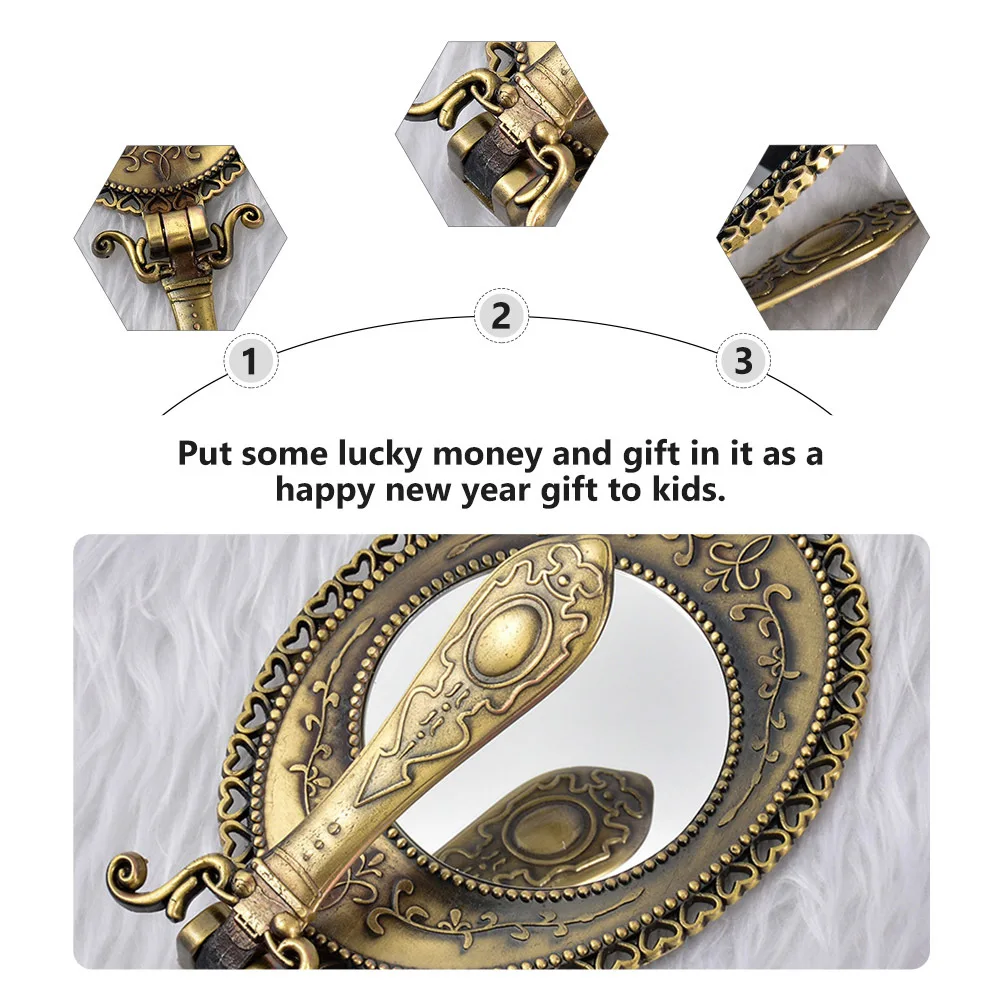 1 stuks draagbare opvouwbare make-upspiegel retro compacte reisspiegel met dubbelzijdig zakformaat