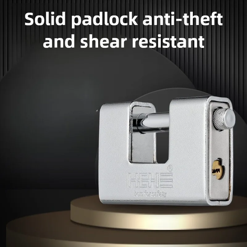 HEHE double-slot computer iron padlock 83/93/103 copper key complete set shell electroplated sandblasted square rectangular lock