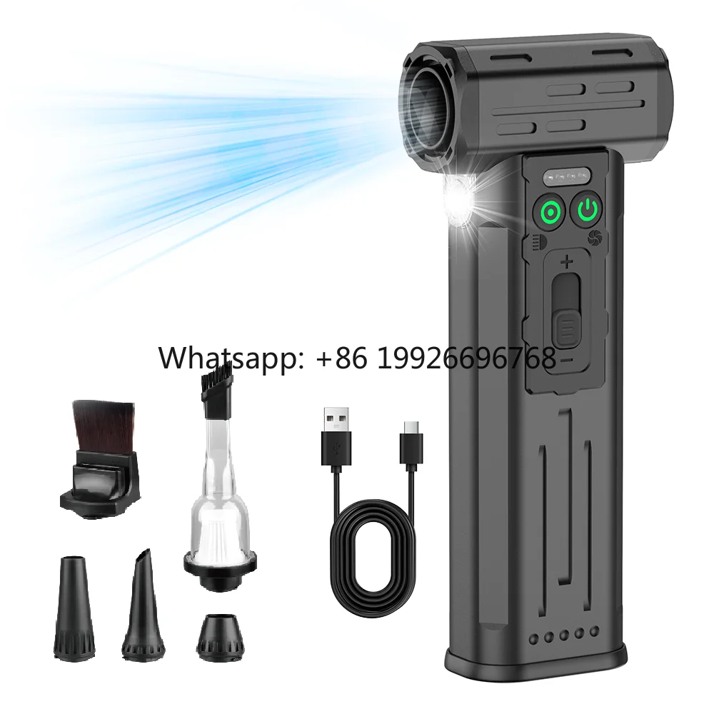 

Turbo Fan Vacuum Cleaner Variable Speed Portable Cordless Compressed Air Duster MultiFunction Various Nozzles Clean with brush