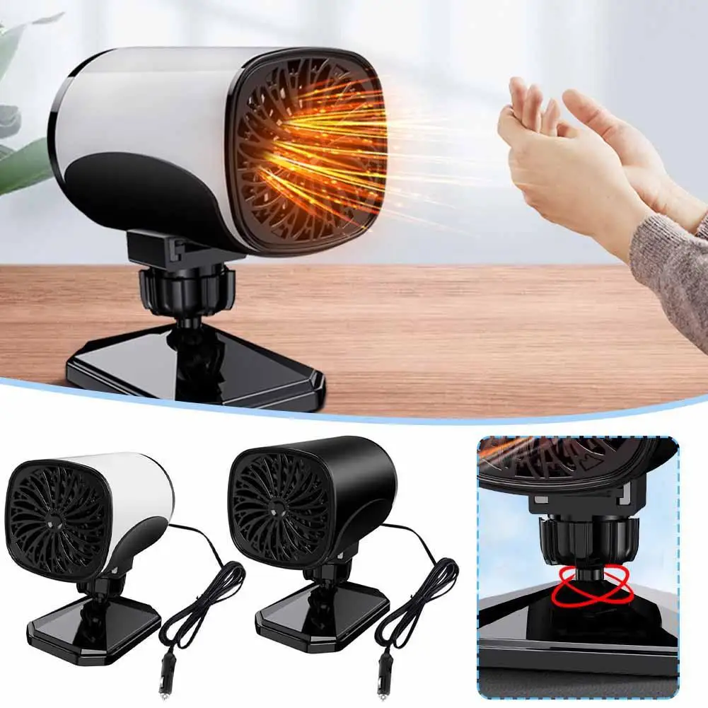 2 In 1 Car Heater 12V Portable Car Heating Fan Cooling Rotating Heating 360 Demister Fan Winter Defroster Defogger NEW Degr E2S1