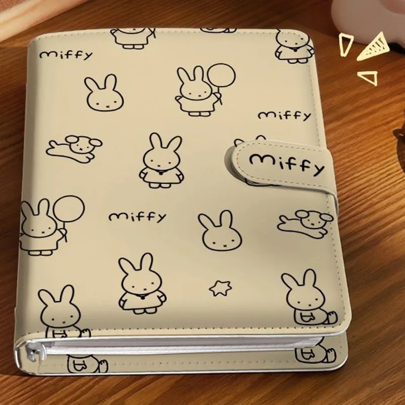 Cute Miffy Notebook A5 A6 Size Cartoon Kawaii Lined Loose Leaf Journal Detachable Magnetic Buckle Stationery Notepad Anime Gifts