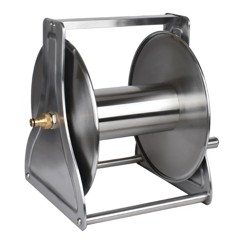 Portable Wall Mount Garden Hose Reel 2-in-1 Handheld Wall-Mounted Water Hose Storage Reel with Brass Quick Connect Fittings