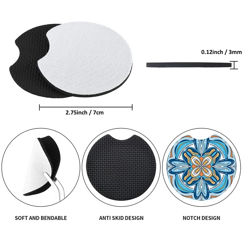 

Sublimation Blanks Products Sublimation Car Cup Coasters Blanks Mat For DIY Car Cup Coasters Painting Accessorie