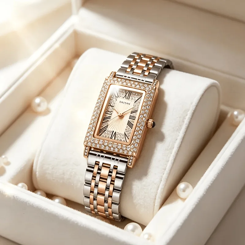 COMLORVEI minimalist square dial women's quartz watch, slim metal strap, minimalist fully matched casual watch