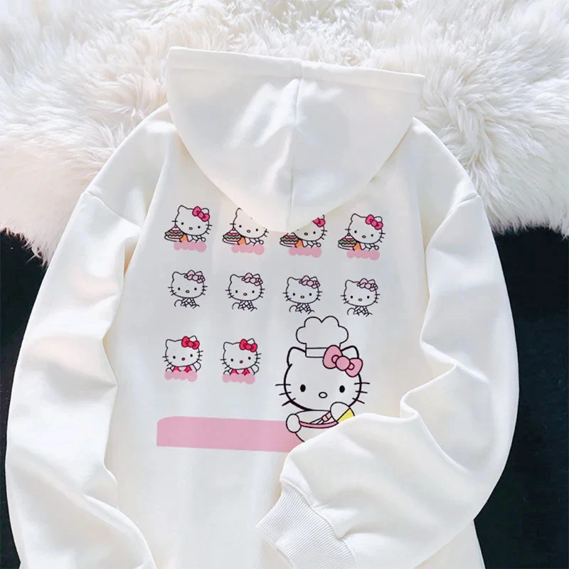 Sanrio аниме милые толстовки с принтом женские мультфильм Hello Kitty Y2k корейские студенческие свободные толстовки модный милый кардиган одежда