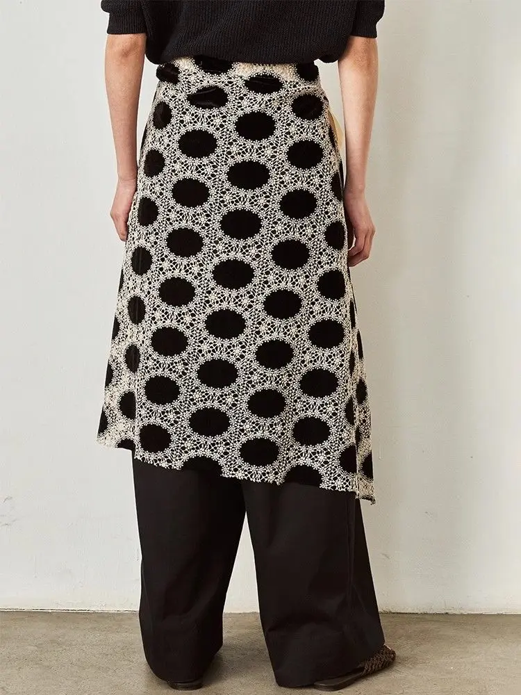 Lace polka dot apron blouse stacked fart curtain wear-resistant and comfortable skirt  korean style