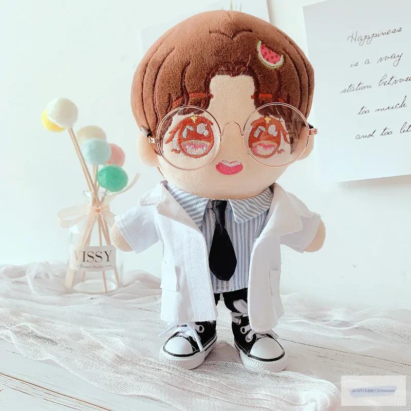 20cm doll clothes Lovely Doctor's white coat glasses necktie shoes suits dolls accessories Korea Kpop EXO idol Dolls gift DIY