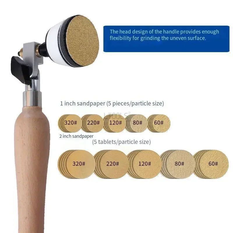55 teile/satz Holz bearbeitung Handsc halen schleifer 1-2 Zoll Doppel lager manuelle Poliers chale Buche Holzgriff Drehmaschine Polier werkzeuge