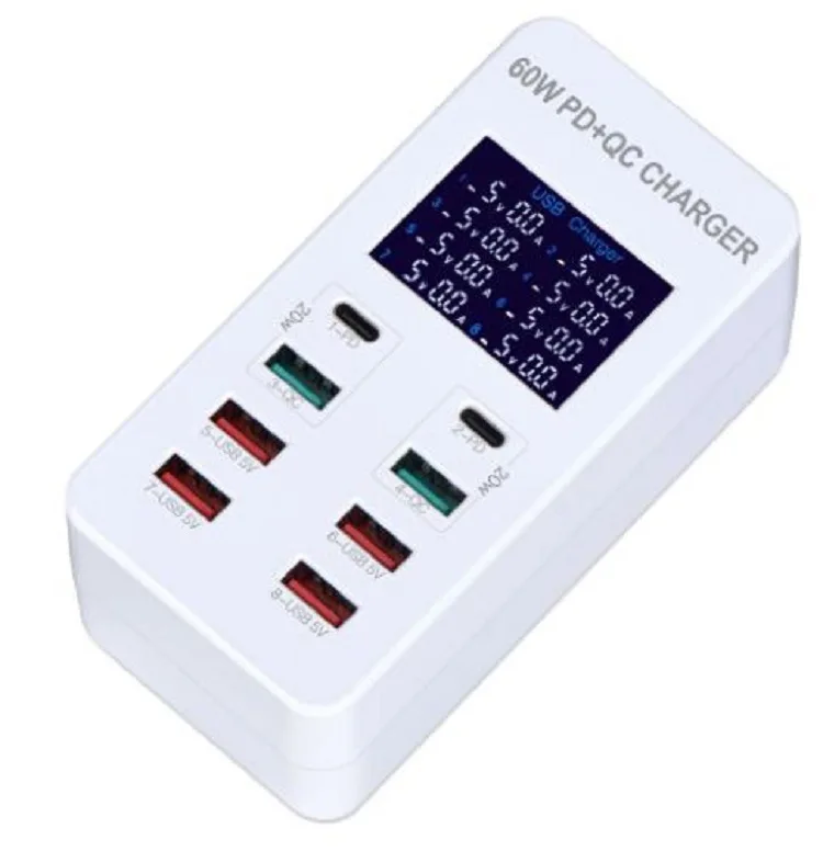 

Intelligent Usb Multi-Port Charger 8-Port Digital Display Upgraded Version Dual Pd20w