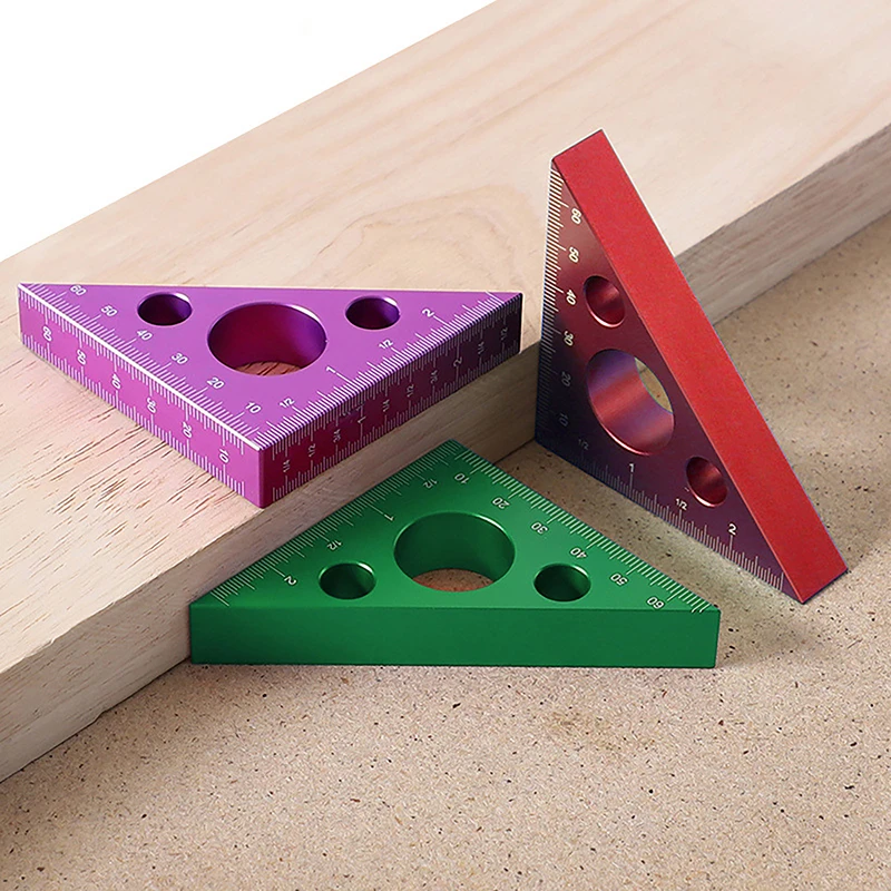 Durable Aluminum Alloy Right Angle Ruler; Precision Woodworking Carving Square; 45/90 Degree Marking Tool.