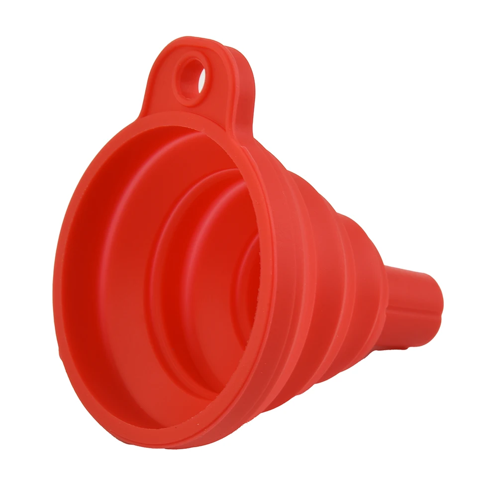 Oil Fuel Car Funnel Petrol Red 7.5cmX8cm Diesel Folded Gasoline 1 Pcs Silicone Suspended New High Quality Pratical