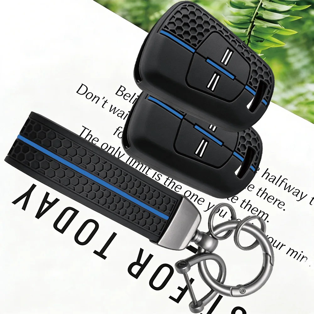 Hex Honeycomb Pattern Silicone Key Cover With Keychain for Vauxhall Opel Corsa Agila Meriva 2 Button Remote Car Key