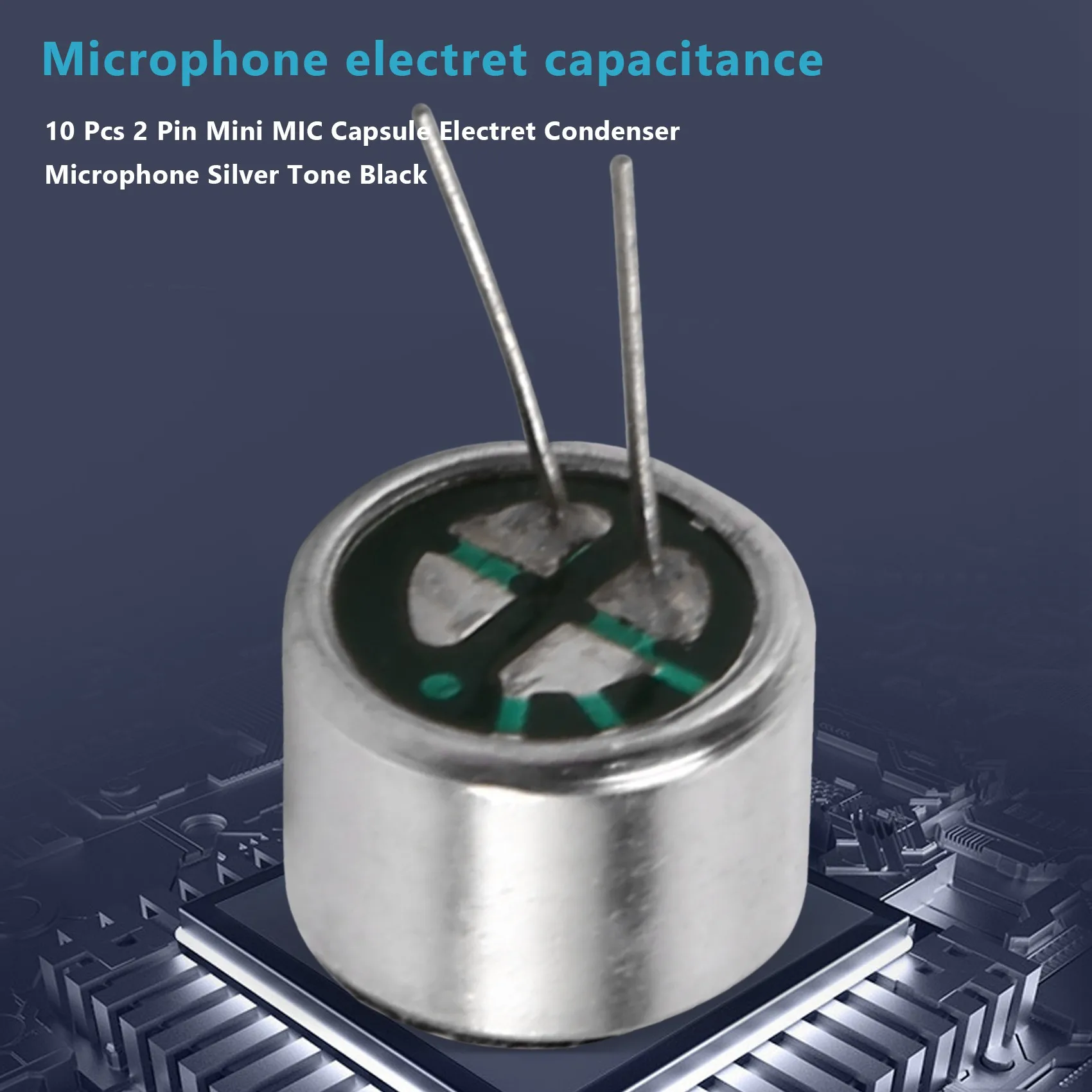 N16R 10 Pcs 2 Pin Mini MIC Capsule Electret Condenser Microphone Silver Tone Black