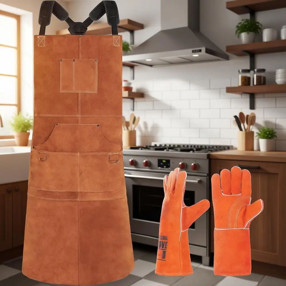 

Heat-Resistant Leather Welding Apron for Blacksmiths and Workshop Use