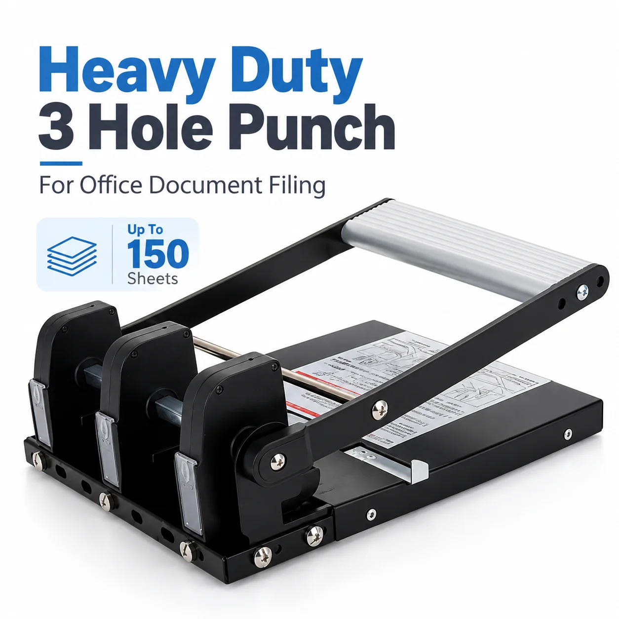 AOLIVIYA Heavy Duty Hole Punch 150 Sheet Capacity Adjustable 3 Or 4 Hole Paper Puncher Document Punching Machine For Office