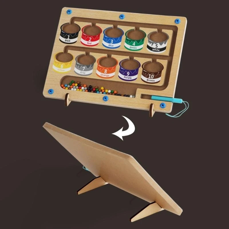 나무 보드 자기 구슬 장난감 1-10 계산 수학 색상 유치원 학습 교육 장난감 유아 15UB