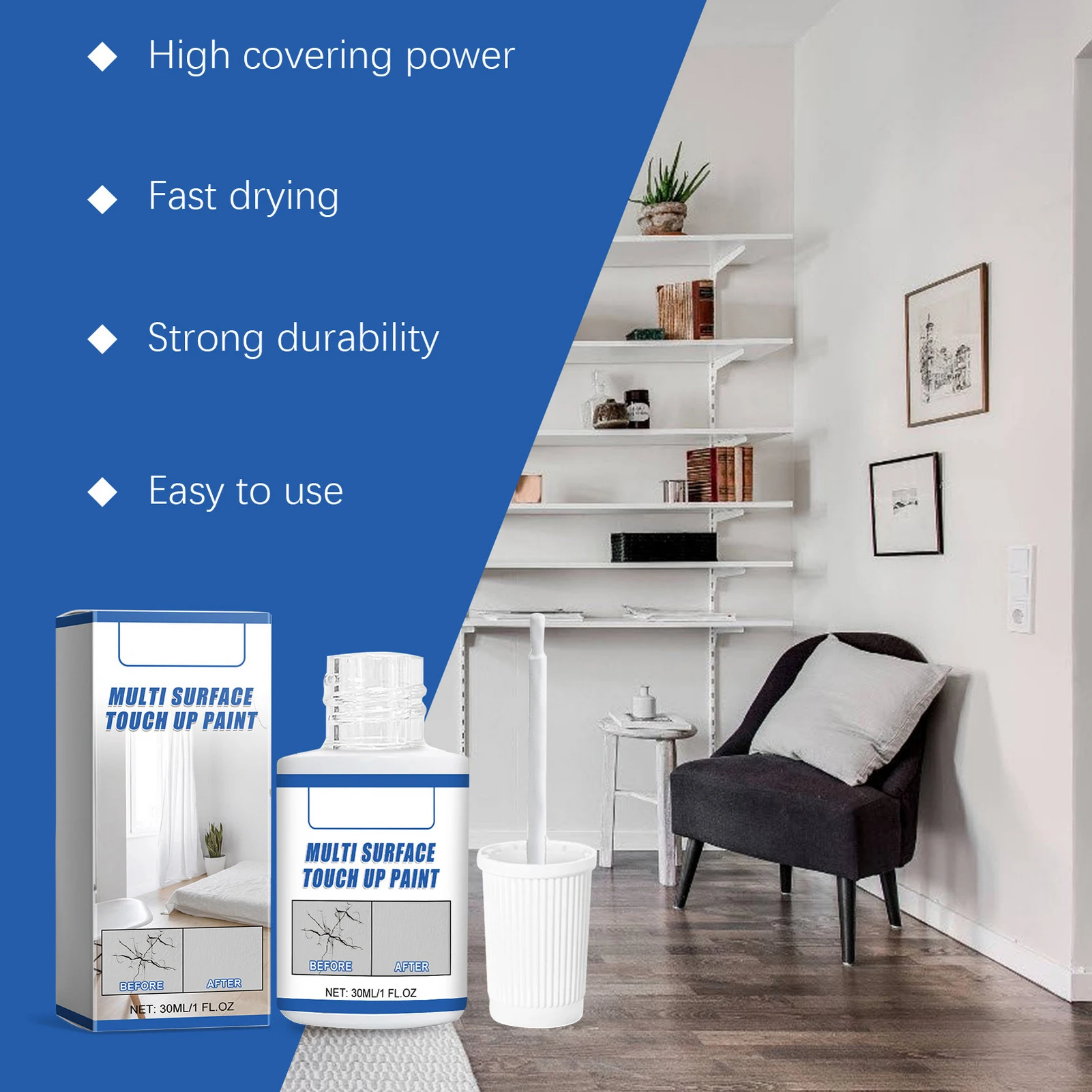 White  Paint Versatile Application with Safe & Effective Formula Suitable for Cabinet Furniture Bath