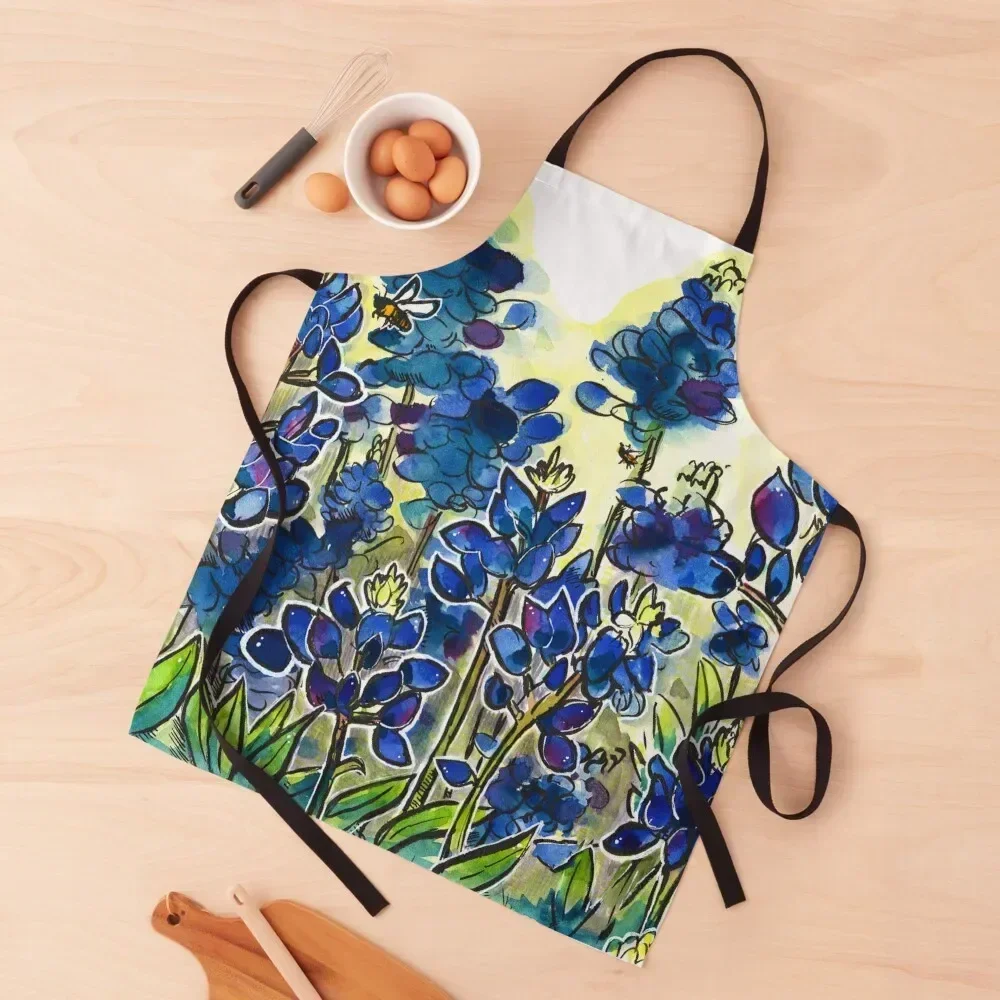 

Texas Bluebonnets Apron christmas decoration Woman Work Kitchen Apras Man women's work Apron