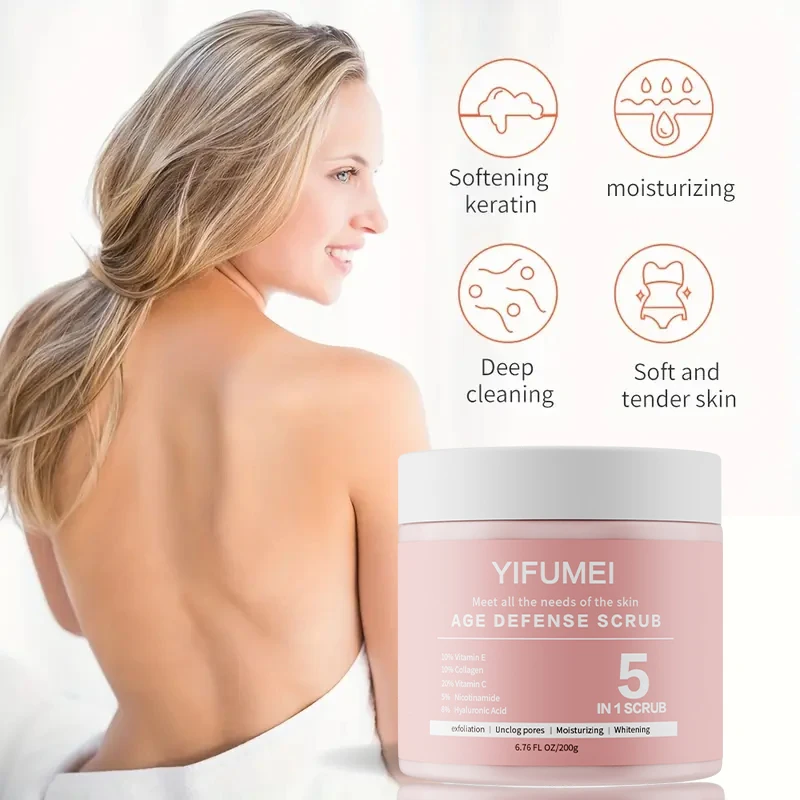 Collagen Whitening Body Scrub Exfoliating Scrub 5 IN1 Body Scrub Deep Cleansing & Smoothing for Sensitive Skin Hypoallergenic