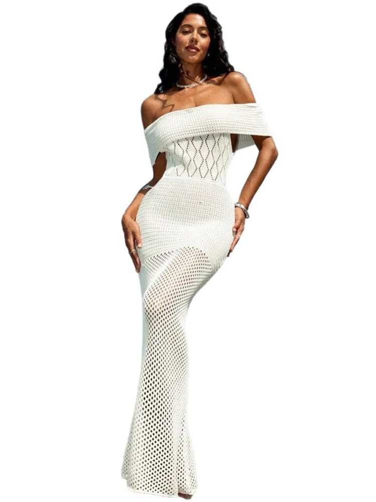 Letnie narzutki damskie na strój kąpielowy z odkrytymi ramionami, krótkie rękawy, szlafroki, kostiumy kąpielowe, nowy wzór 2026, sukienki maxi na wakacje na plaży, narzutka