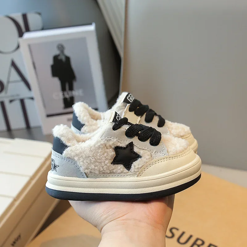 Schattige Ster Winter Pluche Warme Babyschoenen Baby Meisje Schoenen Zachte Zool Een-Silip Baby Casual Schoenen