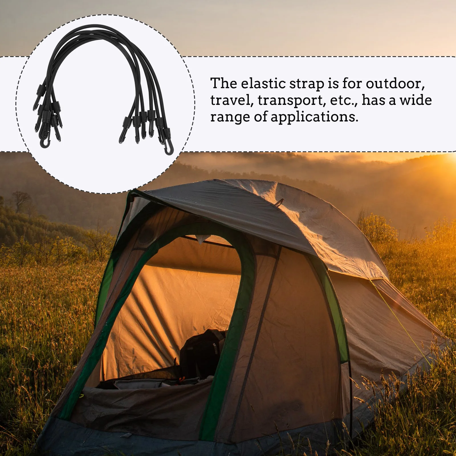 

6pcs Cargo Binding Belts Sturdy Elastic Tensioner Straps For Bike Motorcycle Luggage Outdoor Durable Lightweight Anti-Rust Hooks