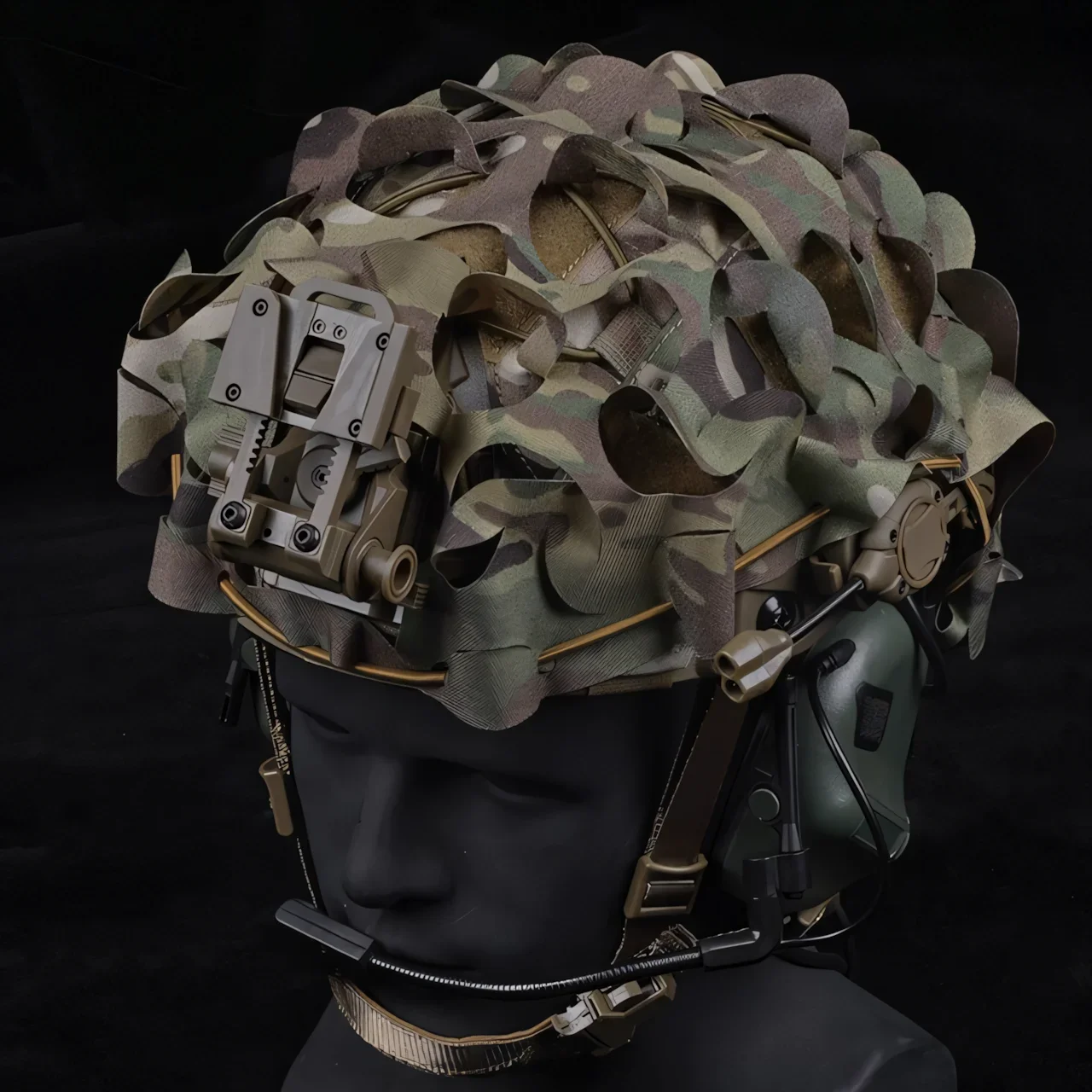 Wosport FAST Helmet Cover Lightweight Laser Cut Camouflage Elastic Cord Mount Easy Installation for Airsoft Team Activities