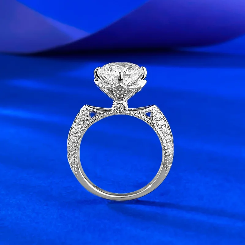 

S925 pure silver new 2.5-carat palace diamond ring for women's wedding simulation diamond ring can be given as a gift