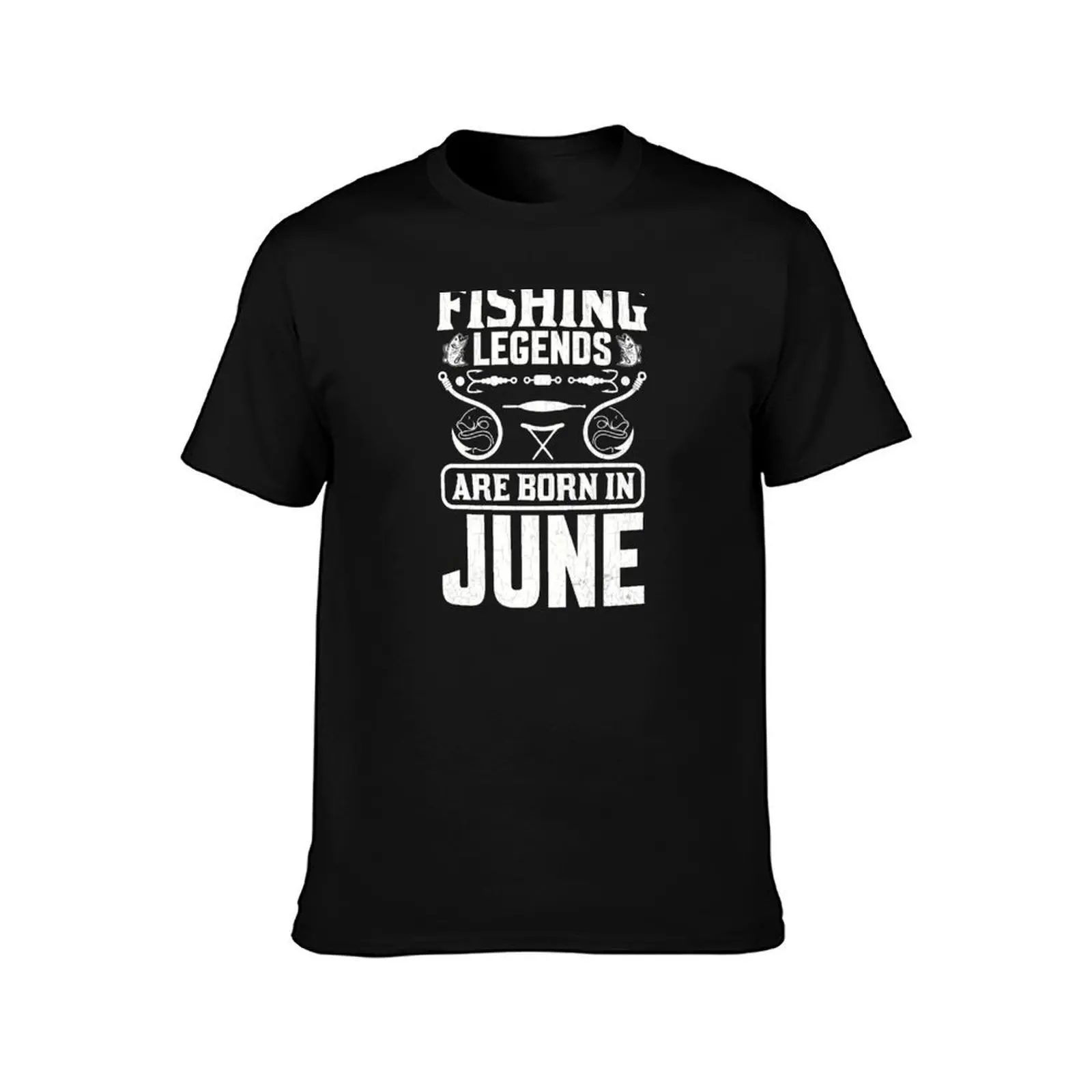 Fishing Legends are born in June T-Shirt, Summer Casual Cotton Tee, Oversized Streetwear Tops, Vintage Graphic Print
