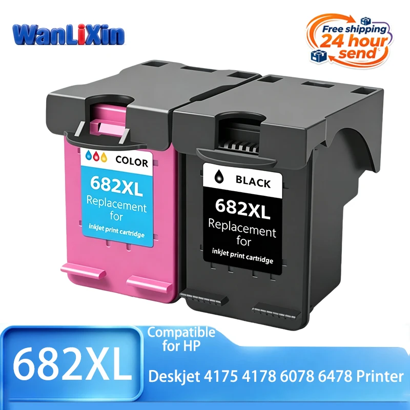 1 Set/2Pcs 682 682XL For HP 682 XL Ink Cartridge Compatible for HP Deskjet 2776 2778 2876 2336 6478 4176 4175 4278 6475 Printers