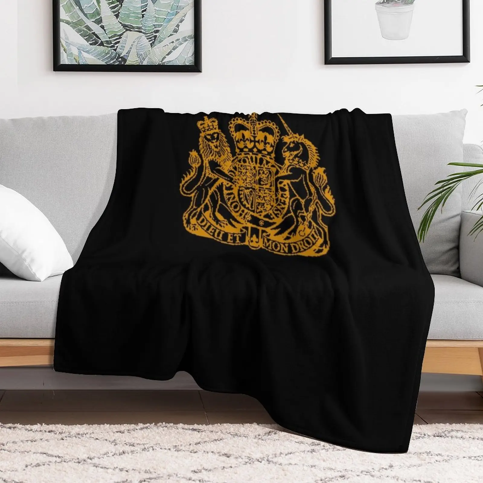 Elizabeth II Royal Coat of Arms Emblem Throw Blanket Warm Throw Blanket Gift for Anniversary