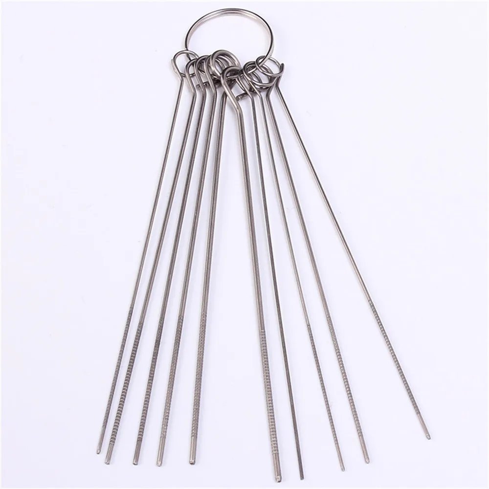 Juego de 10 tipos de agujas de acero inoxidable, circuito electrónico PCB, aguja con orificio pasante, herramienta de reparación de soldadura para desoldar, 80mm, 0,7-1,3mm