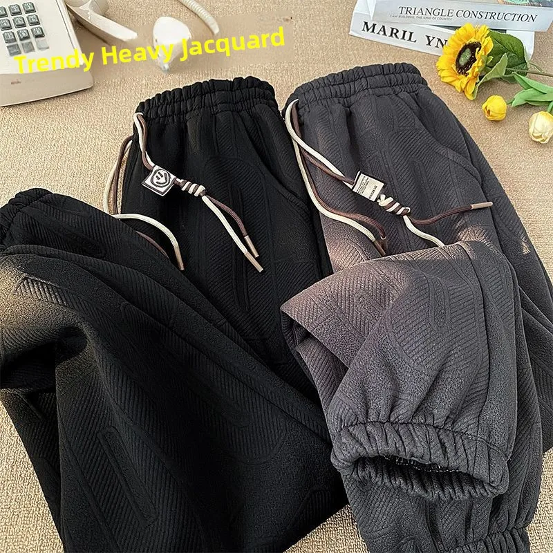 

Men's Fce Lined Thiened Autumn Winter Casual Pants Street Sle Tied Fooand Baggier Loose Fit Polyester Fiber