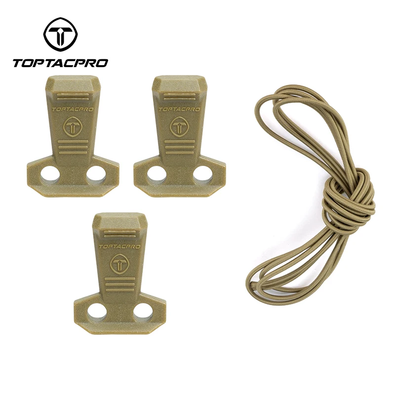 TOPTACPRO Tactical Hook Handle Zipper Handle 3PCS Zipper Pull Drawstring With 2.4M 3.0mm Elastic Rope 8909