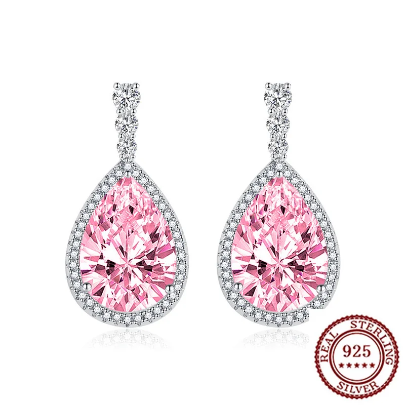 

Серьги из стерлингового серебра 925 пробы, новые темпераментные женские серьги в форме капли воды, морской синий драгоценный камень, инкрустированные цирконом, цветные серьги с драгоценными камнями