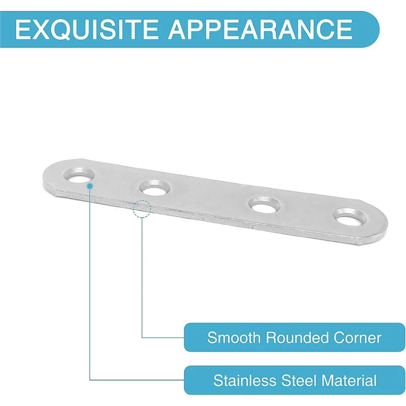 

High Quality-Flat Bracket Angle Code Straight Piece Shelf Bracket Silver Stainless Steel Metal Bracket Flat Angle Fixings,Flat B