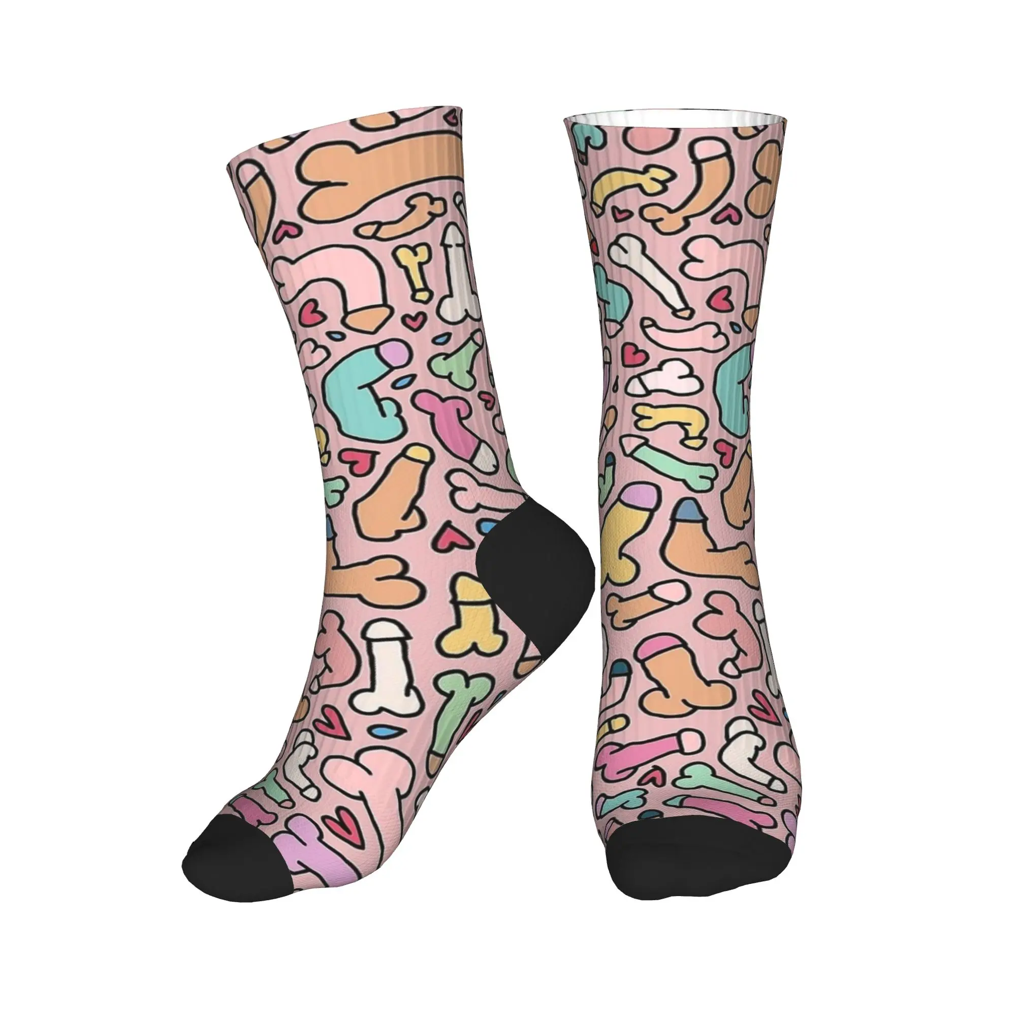 Cock Penis Pattern Socks  Trendy Stockings Men Medium Soft Outdoor Socks Spring Pattern Anti-Slip Socks